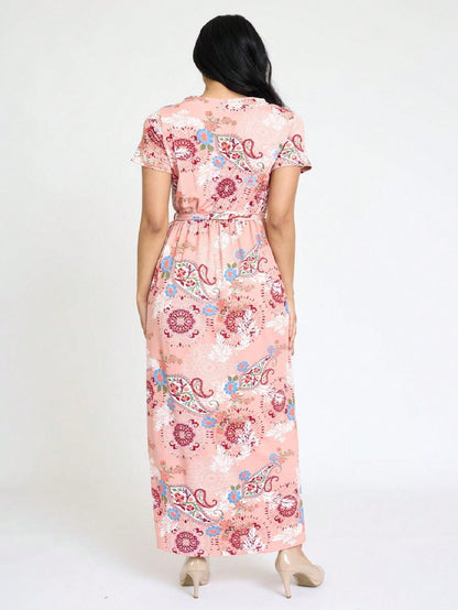 Elegant Floral Maxi Dress With  Surplice  Versatile Summer Dress For Women