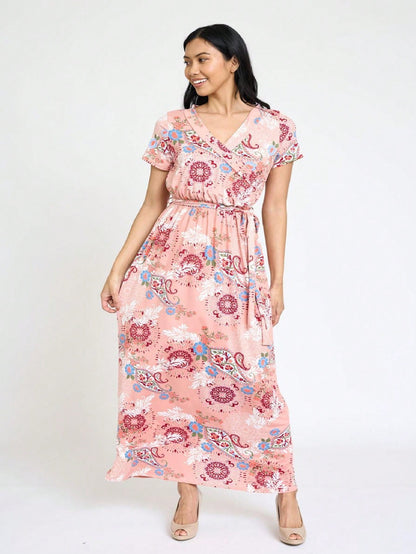 Elegant Floral Maxi Dress With  Surplice  Versatile Summer Dress For Women