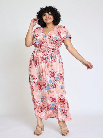 Elegant Floral Maxi Dress With  Surplice  Versatile Summer Dress For Women