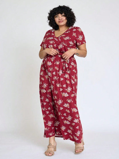 Elegant Floral Maxi Dress With  Surplice  Versatile Summer Dress For Women