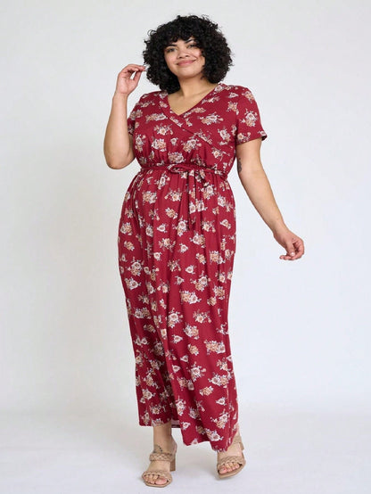 Elegant Floral Maxi Dress With  Surplice  Versatile Summer Dress For Women