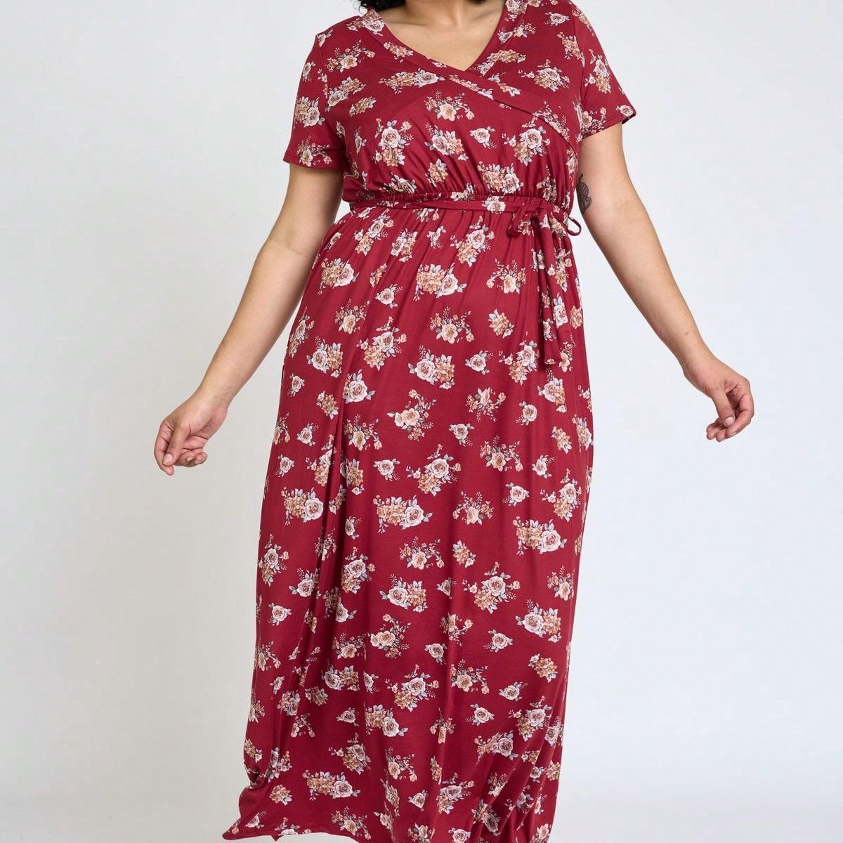 Elegant Floral Maxi Dress With  Surplice  Versatile Summer Dress For Women