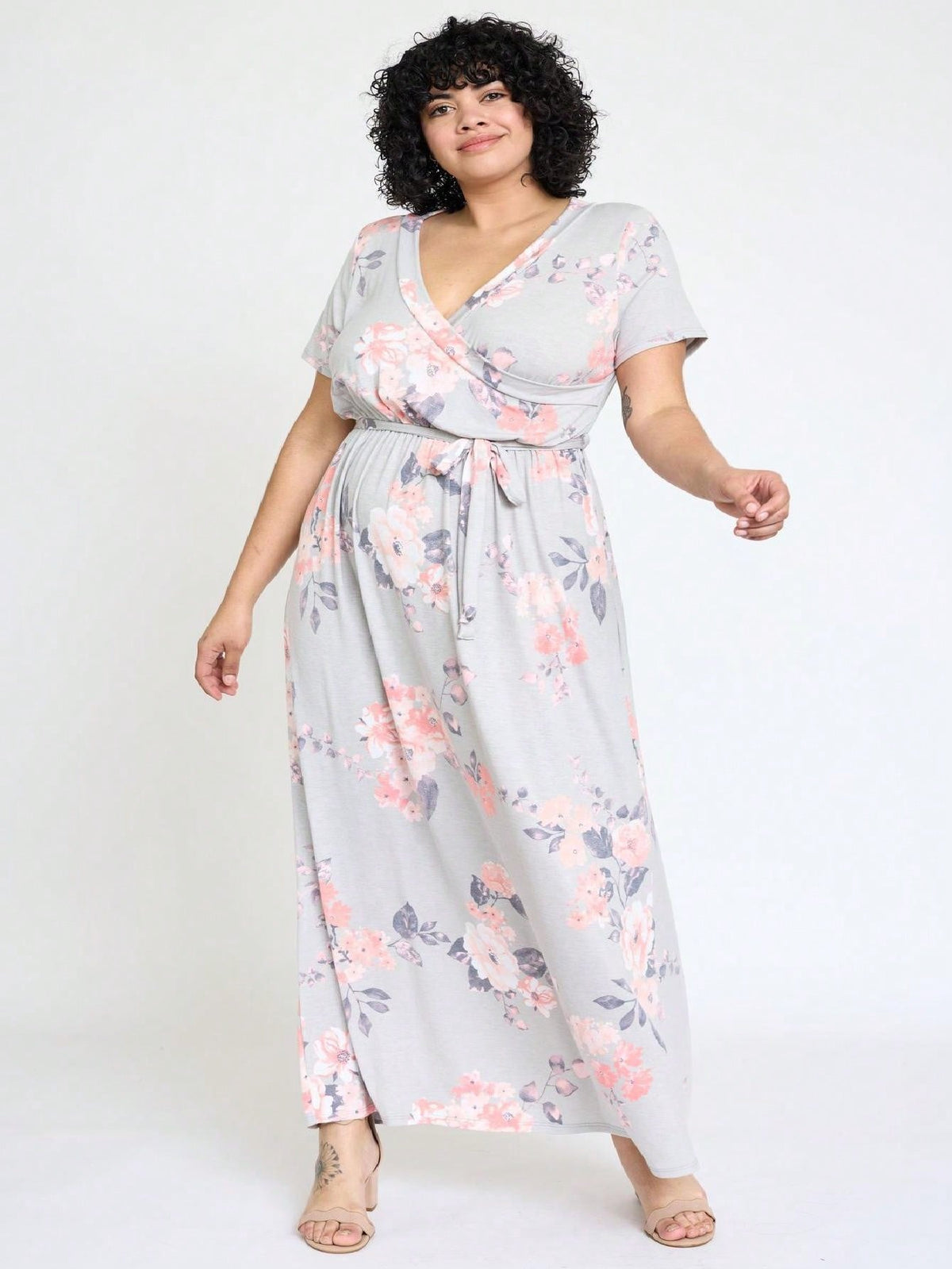 Elegant Floral Maxi Dress With  Surplice  Versatile Summer Dress For Women