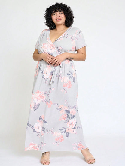 Elegant Floral Maxi Dress With  Surplice  Versatile Summer Dress For Women