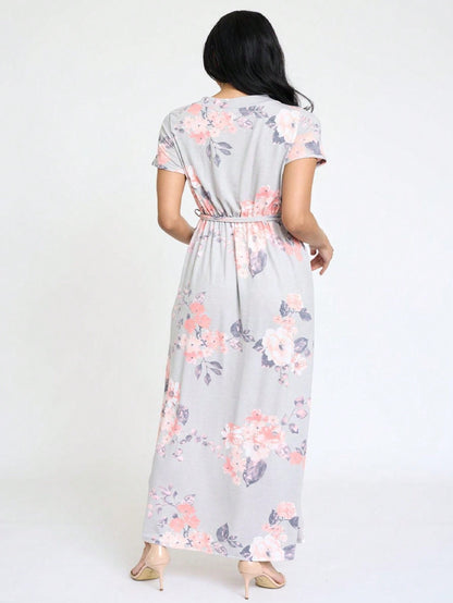Elegant Floral Maxi Dress With  Surplice  Versatile Summer Dress For Women