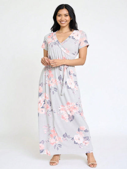 Elegant Floral Maxi Dress With  Surplice  Versatile Summer Dress For Women