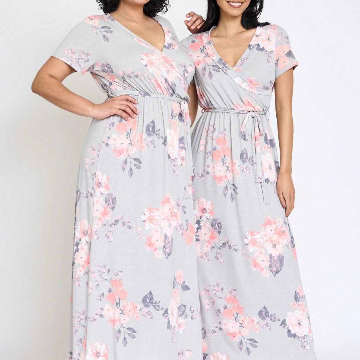 Elegant Floral Maxi Dress With  Surplice  Versatile Summer Dress For Women
