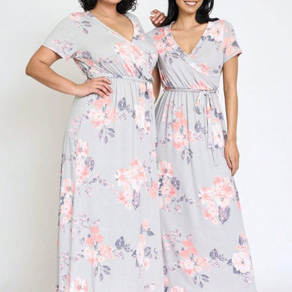 Elegant Floral Maxi Dress With  Surplice  Versatile Summer Dress For Women