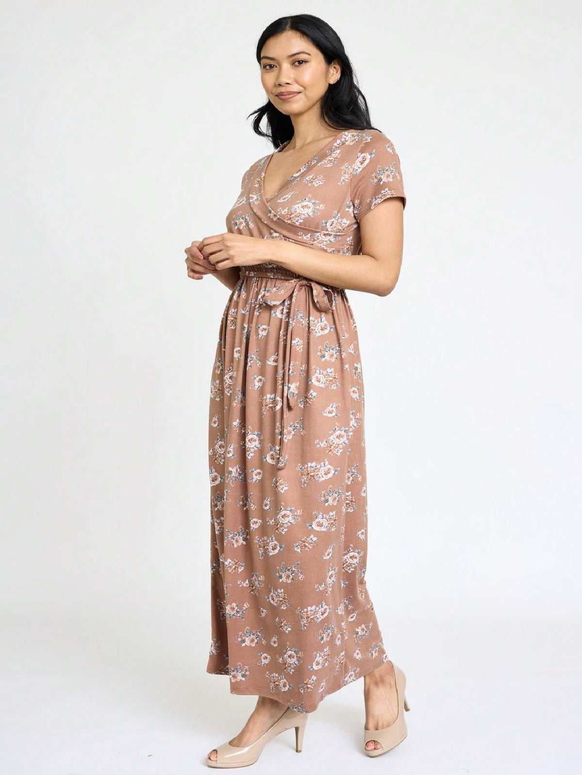 Elegant Floral Maxi Dress With  Surplice  Versatile Summer Dress For Women