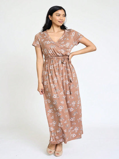 Elegant Floral Maxi Dress With  Surplice  Versatile Summer Dress For Women