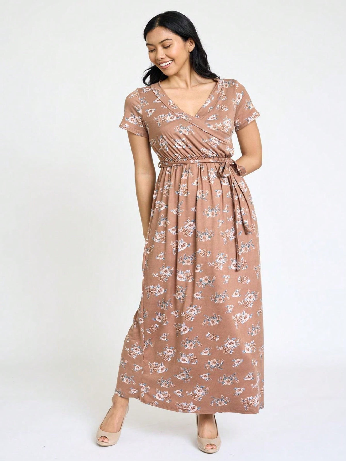 Elegant Floral Maxi Dress With  Surplice  Versatile Summer Dress For Women