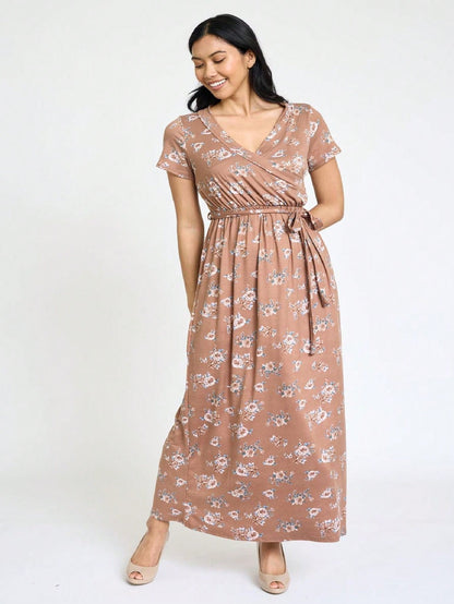 Elegant Floral Maxi Dress With  Surplice  Versatile Summer Dress For Women