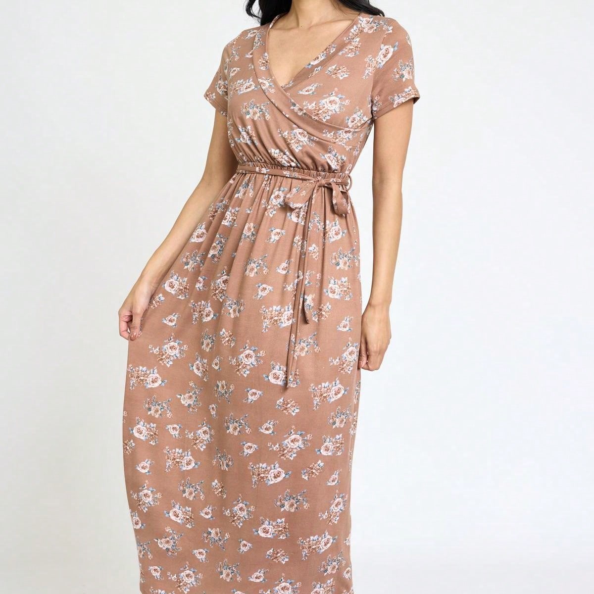 Elegant Floral Maxi Dress With  Surplice  Versatile Summer Dress For Women