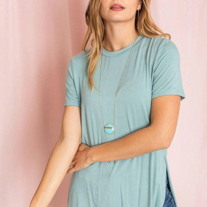 Soft Solid Side Slit High Low Tops For Leggings Shorts And Jeans  | 7 Colors | S-3X