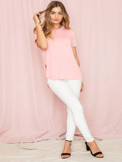 Soft Solid Side Slit High Low Tops For Leggings Shorts And Jeans  | 7 Colors | S-3X