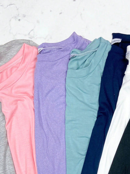 Soft Solid Side Slit High Low Tops For Leggings Shorts And Jeans  | 7 Colors | S-3X