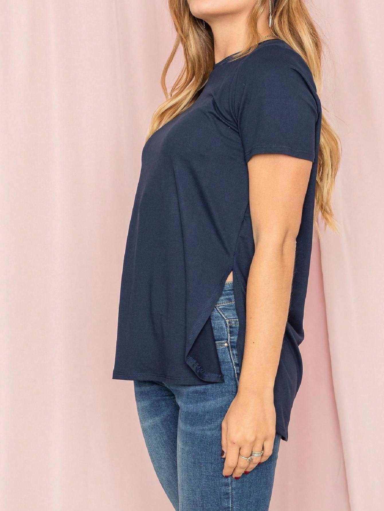 Soft Solid Side Slit High Low Tops For Leggings Shorts And Jeans  | 7 Colors | S-3X