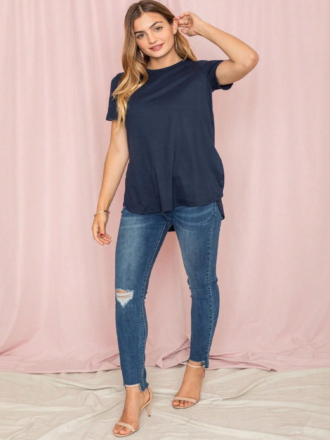 Soft Solid Side Slit High Low Tops For Leggings Shorts And Jeans  | 7 Colors | S-3X