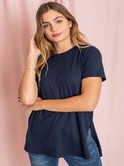 Soft Solid Side Slit High Low Tops For Leggings Shorts And Jeans  | 7 Colors | S-3X