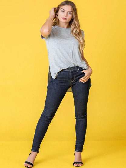 Soft Solid Side Slit High Low Tops For Leggings Shorts And Jeans  | 7 Colors | S-3X