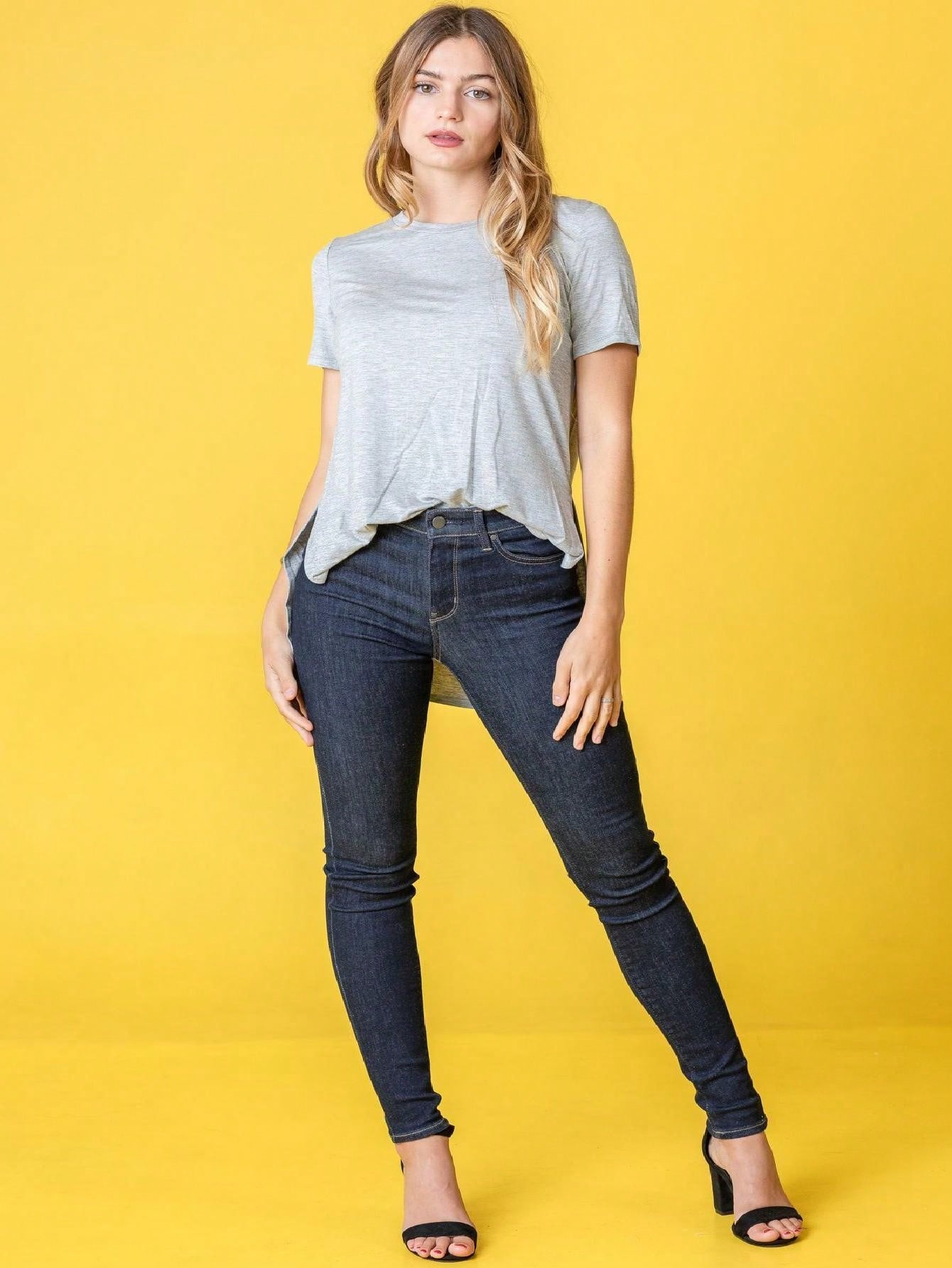Soft Solid Side Slit High Low Tops For Leggings Shorts And Jeans  | 7 Colors | S-3X