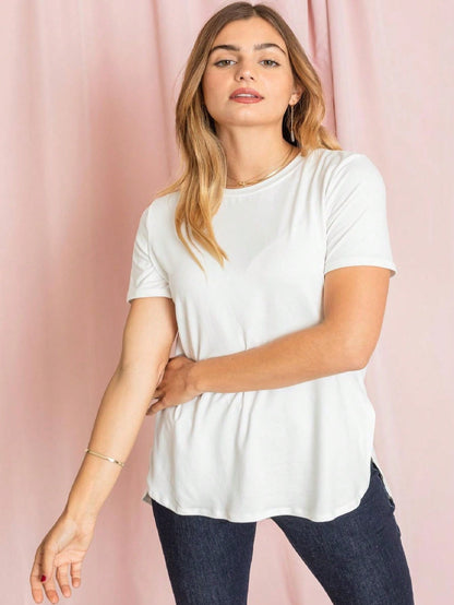 Soft Solid Side Slit High Low Tops For Leggings Shorts And Jeans  | 7 Colors | S-3X