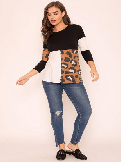 Black White Pink Mint Color Block 3/4 Sleeve Top Shirt Blouse | S-3X