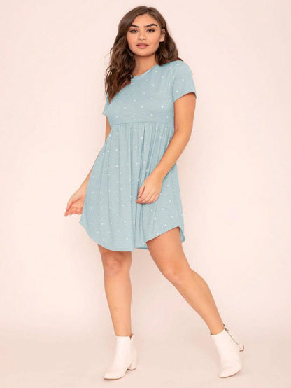 Vintage Boho Short Sleeve Summer Fall Sage Pink Black Polka Dot Shift Midi Swing Aline Southern Dress | S-3X