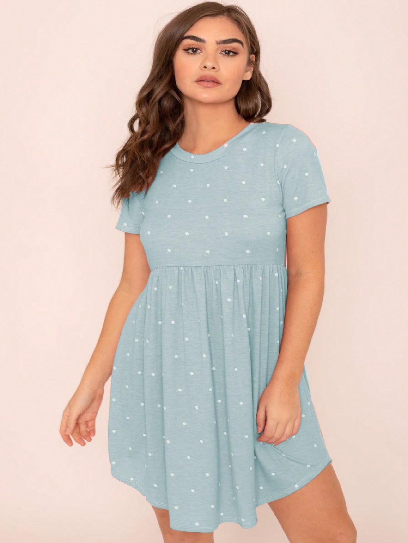 Vintage Boho Short Sleeve Summer Fall Sage Pink Black Polka Dot Shift Midi Swing Aline Southern Dress | S-3X