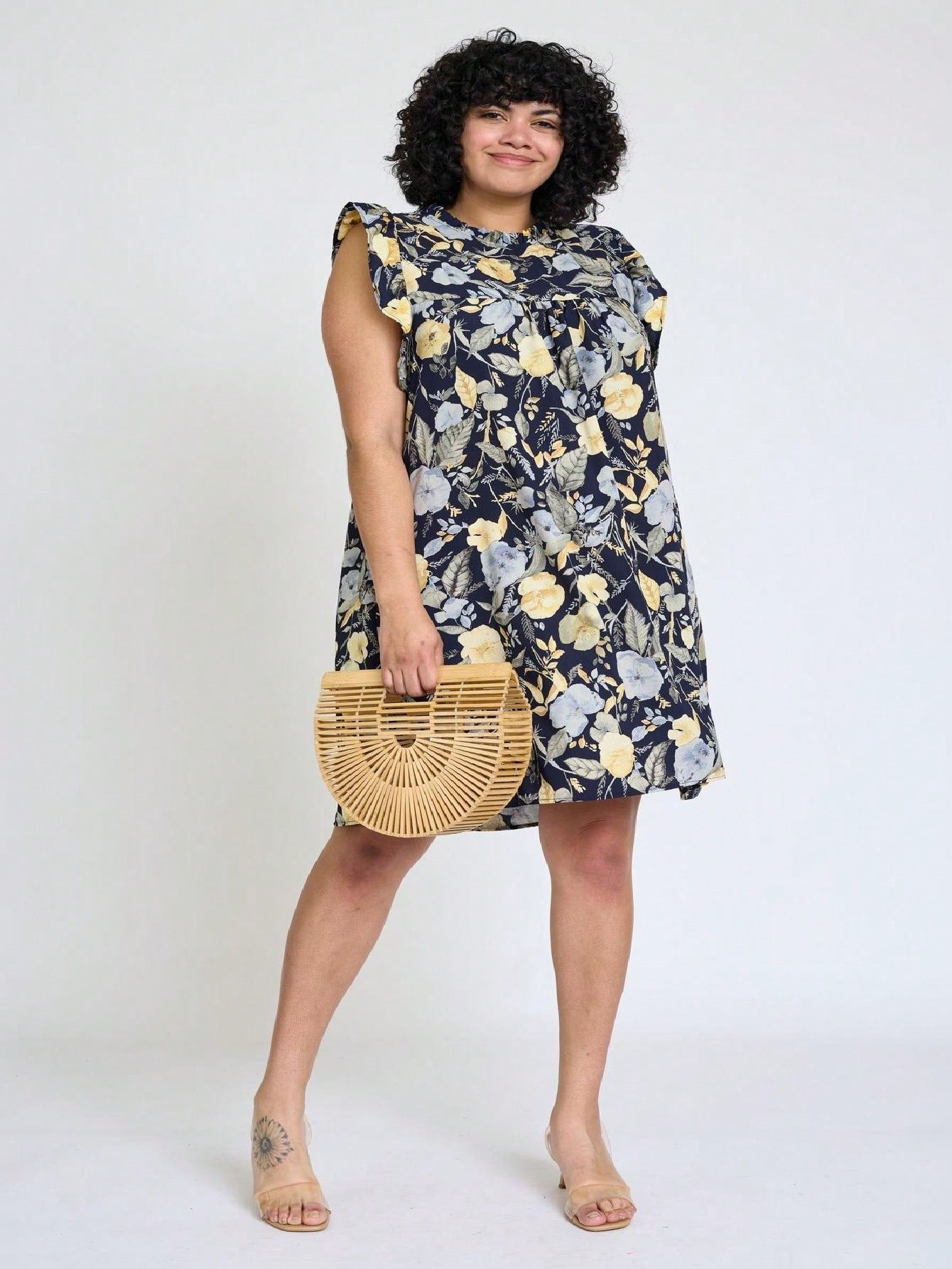 Summer Boho Vintage Orange Navy Pink Stripe Patchwork Ruffle Trim Shift Mini Swing Southern Dress | S-3X