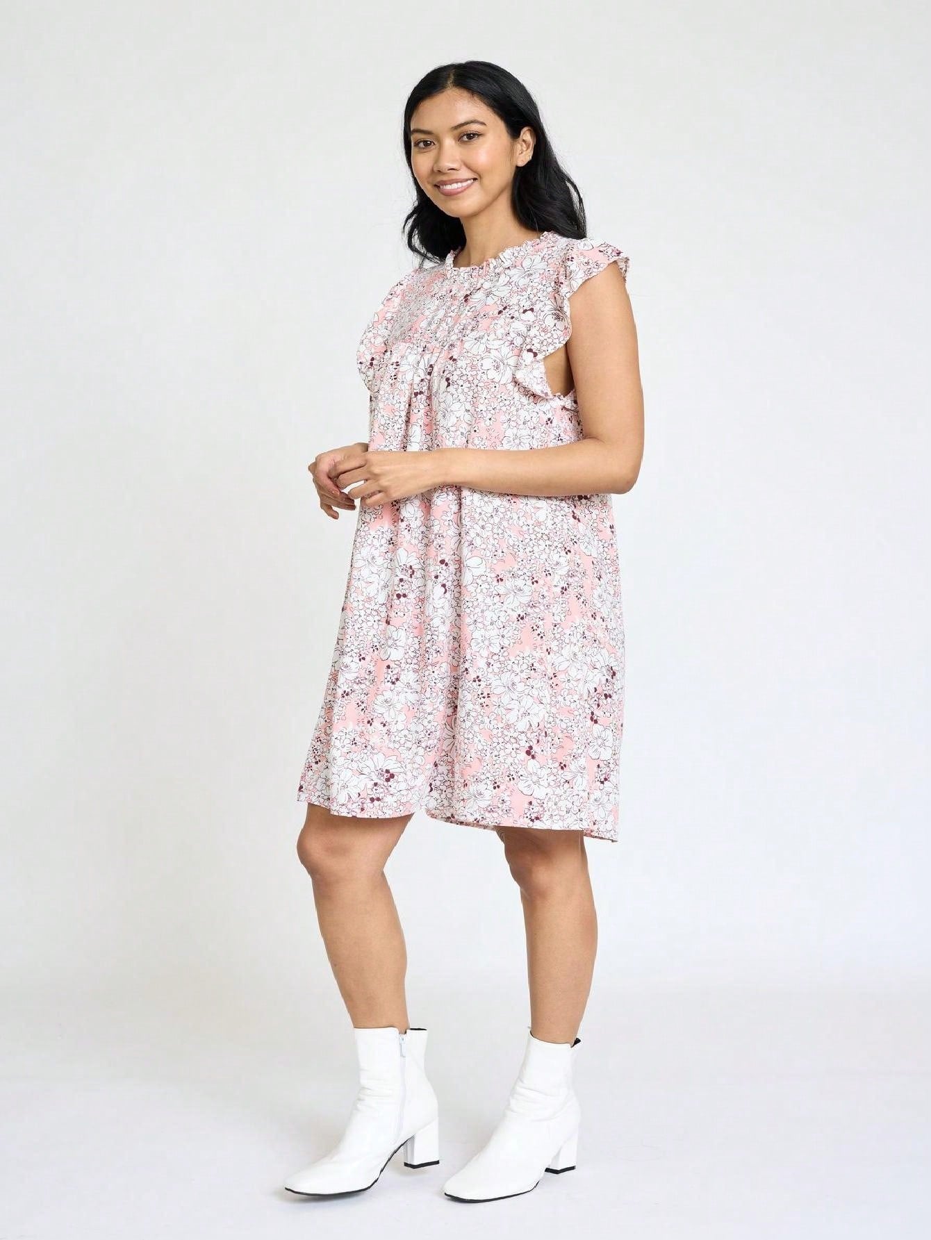 Summer Boho Vintage Orange Navy Pink Stripe Patchwork Ruffle Trim Shift Mini Swing Southern Dress | S-3X