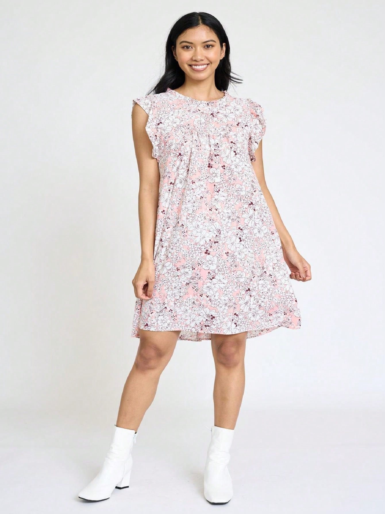 Summer Boho Vintage Orange Navy Pink Stripe Patchwork Ruffle Trim Shift Mini Swing Southern Dress | S-3X