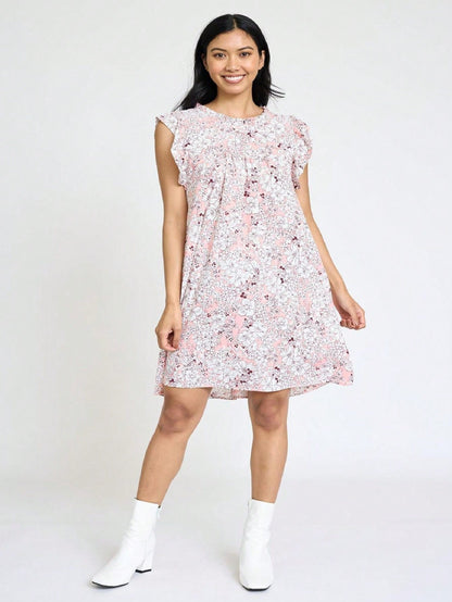 Summer Boho Vintage Orange Navy Pink Stripe Patchwork Ruffle Trim Shift Mini Swing Southern Dress | S-3X