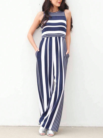 Multi Stripe Navy Blue Jumpsuit
