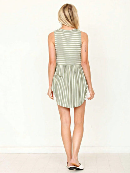 Summer/Spring Stripe Red Sage Blue Grey Cute Baby Doll Top Blouse Tunic Top With Side Slit Small To 3 XL Plus