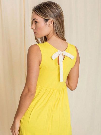 Summer/Spring Solid Green Yellow Cute Baby Doll Top Blouse Tunic  With Tie Ribbon Bow Back Small To 3 XL Plus