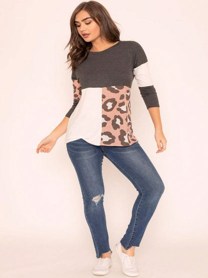 Black White Pink Mint Color Block 3/4 Sleeve Top Shirt Blouse | S-3X