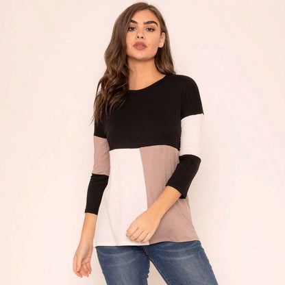 Black White Pink Mint Color Block 3/4 Sleeve Top Shirt Blouse | S-3X