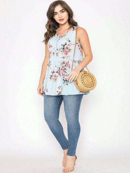 Summer Boho Flora Vintage Mint Burgundy Navy Tiered Key Hole Tie Front  Tunic Blouse Top For Leggings  |  Small -3 XL