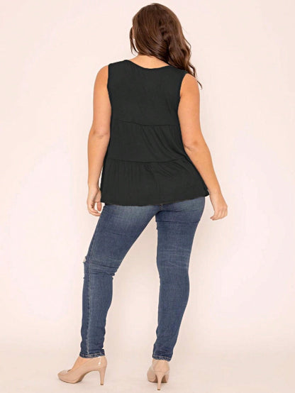 Summer/Spring Solid Green Olive Black Burgundy Charcoal Navy Tiered Top Blouse Tunic Small To 3 XL Plus