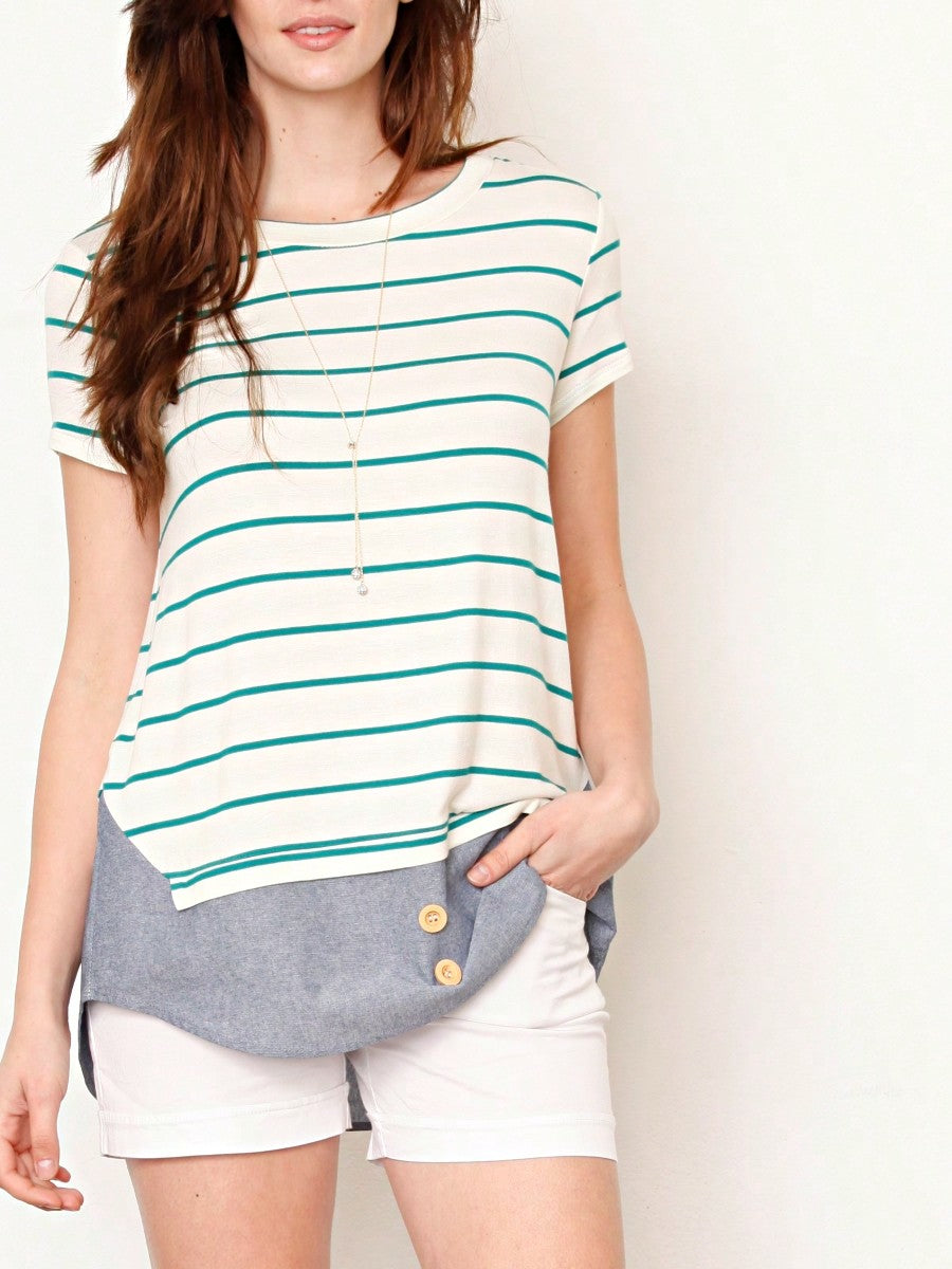 Summer  Boho Vintage Chambray Button Top Short Sleeve Blouse Shirt| Small -3 XL Plus