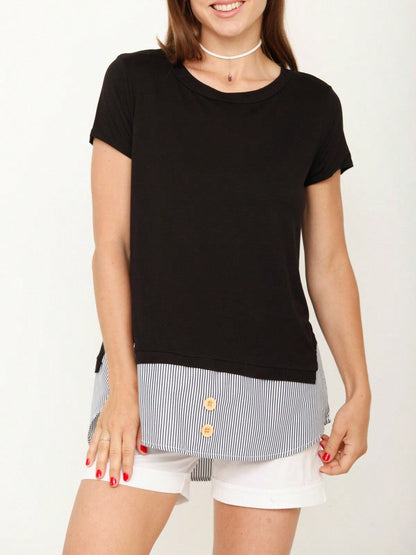 Summer  Boho Vintage Chambray Button Top Short Sleeve Blouse Shirt| Small -3 XL Plus