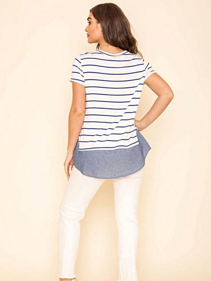 Summer  Boho Vintage Chambray Button Top Short Sleeve Blouse Shirt| Small -3 XL Plus