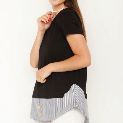 Summer  Boho Vintage Chambray Button Top Short Sleeve Blouse Shirt| Small -3 XL Plus