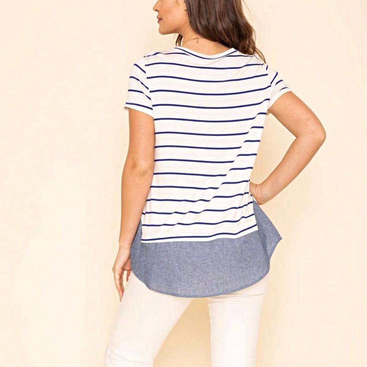 Summer  Boho Vintage Chambray Button Top Short Sleeve Blouse Shirt| Small -3 XL Plus