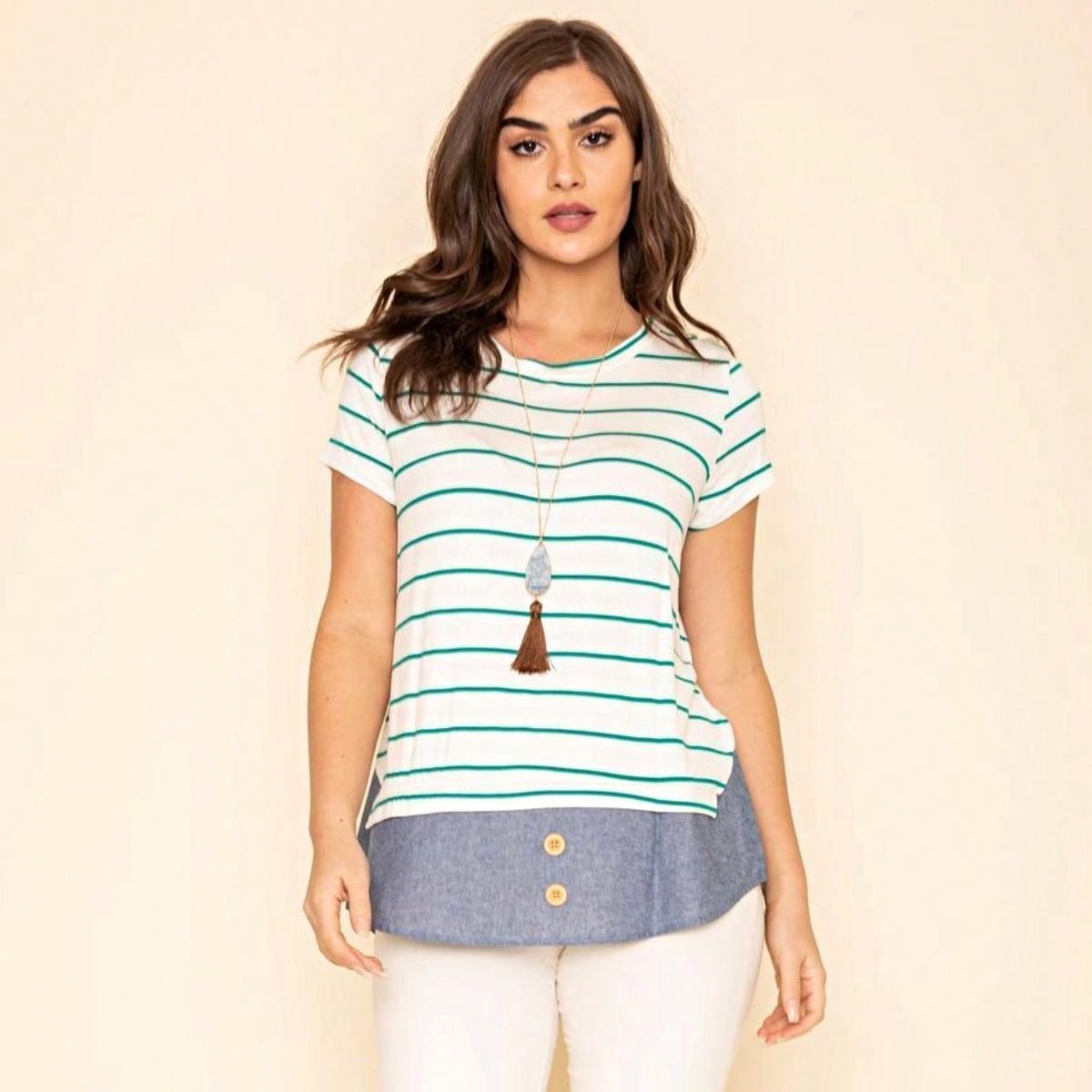 Summer  Boho Vintage Chambray Button Top Short Sleeve Blouse Shirt| Small -3 XL Plus