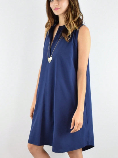 Boho Retro V Notch Neck Mandarin Collar Semi Sheer Swing Woven High And Low Dress