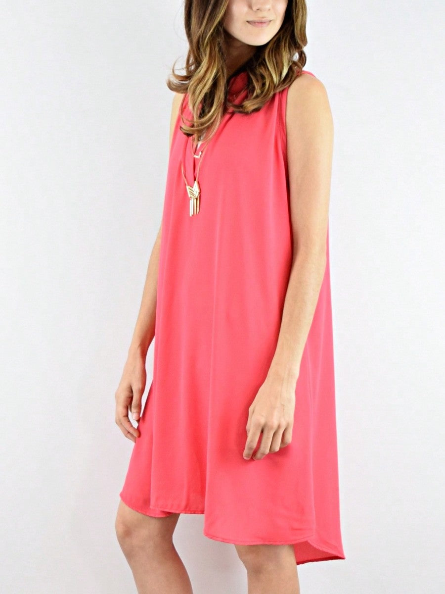Boho Retro V Notch Neck Mandarin Collar Semi Sheer Swing Woven High And Low Dress