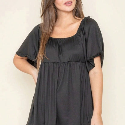 Summer/Spring Solid Green Yellow Cute Baby Doll Top Blouse Tunic  Off Shoulder Square Neck Flutter Sleeve  Small To 3 XL Plus