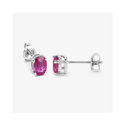 1.04 Ct Oval Pink Ruby Prong 10K Gold Stud Earrings